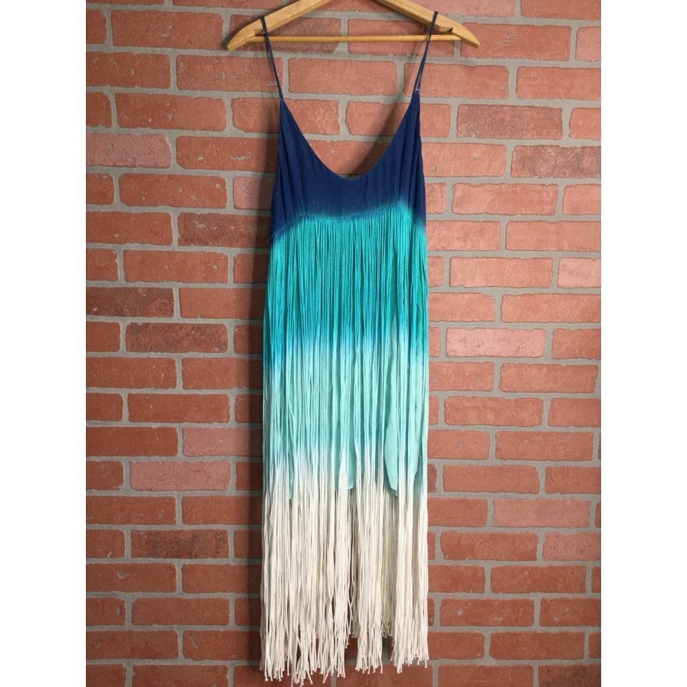 Chloe Oliver Layered Fringe Sleeveless Dress Spaghetti Straps Women's Size Small